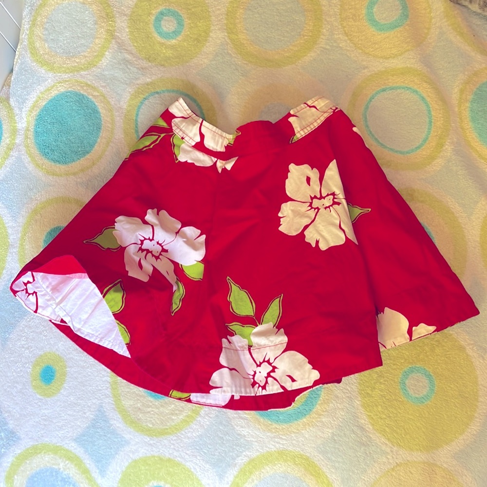 Hollister red floral mini skirt cotton